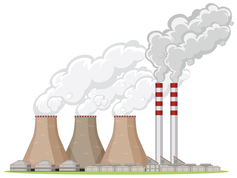 desenho de uma usina nuclear, uma das fontes alternativas de energia para a indústria