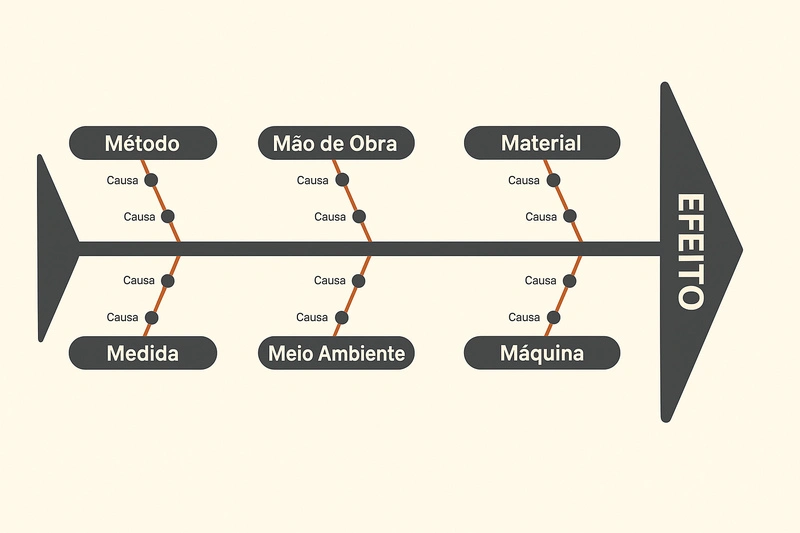 diagrama de espinha de peixe, fluxo que facilita o controle de qualidade industrial