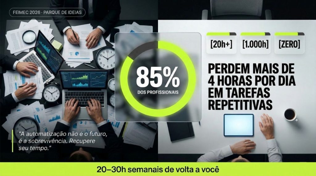 Infográfico 85% dos profissionais perdem mais de 4 horas por dia em tarefas repetitivas