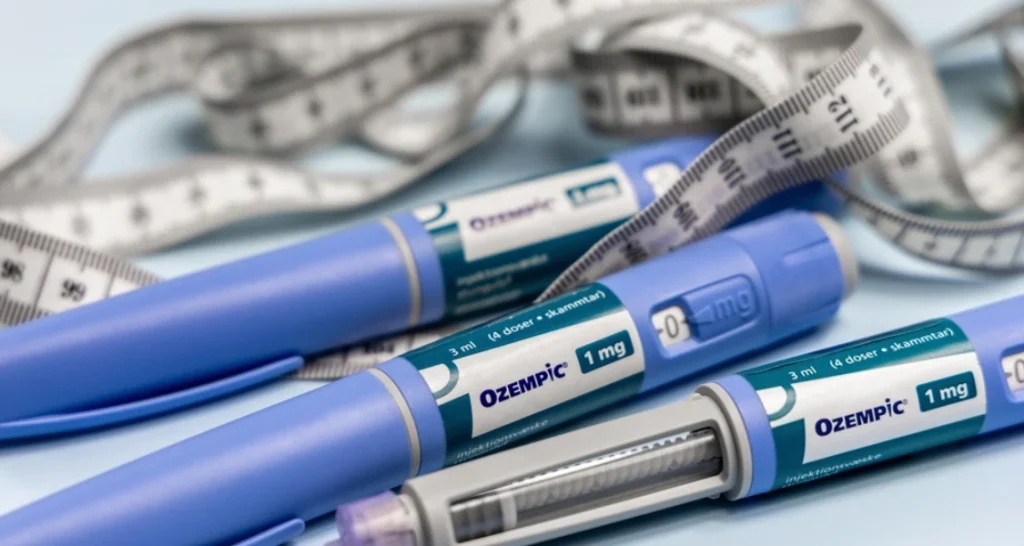 Unidades de Ozempic e fila métrica.