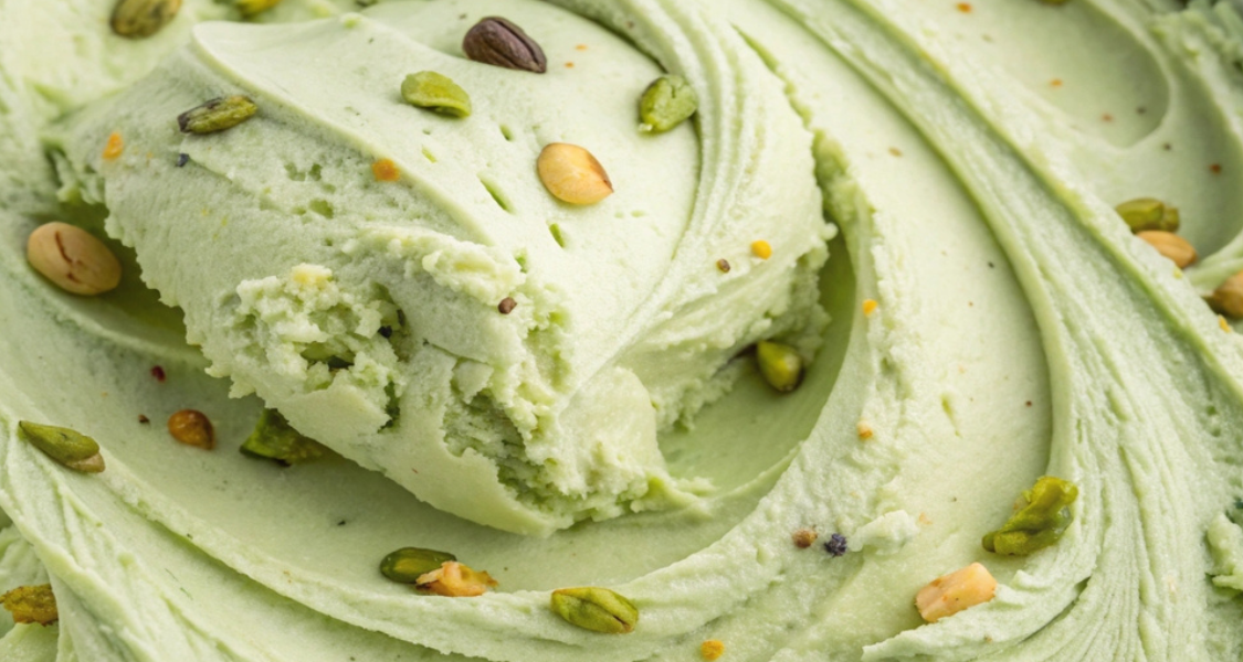 Sorvete de pistache com grãos de pistache