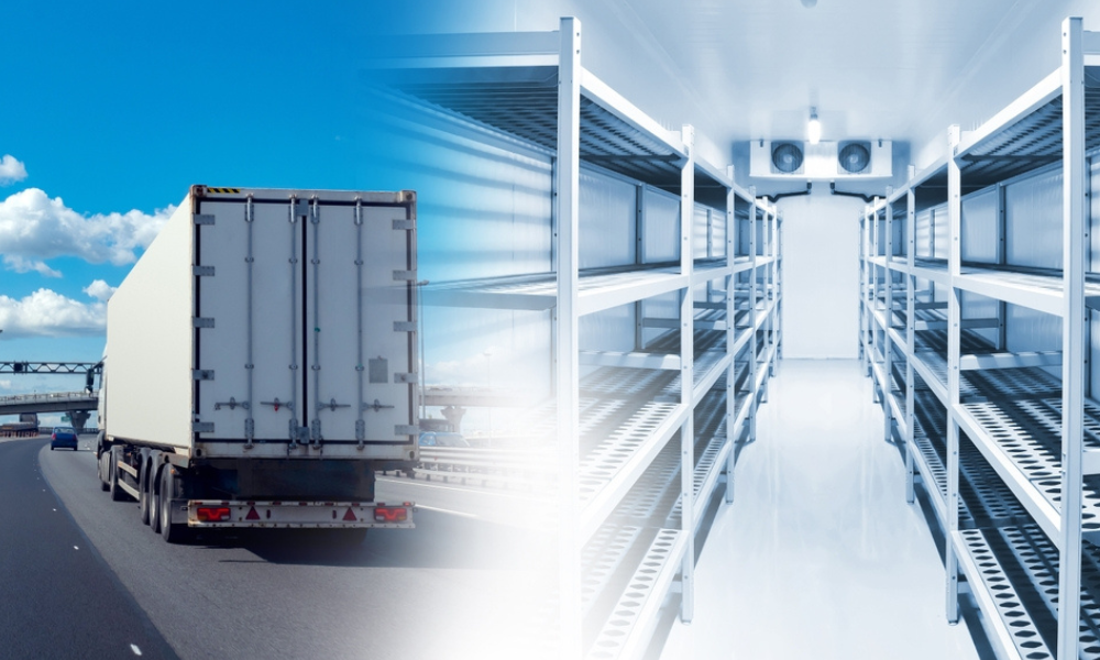 Esta é uma montagem que conecta o transporte rodoviário ao armazenamento industrial.