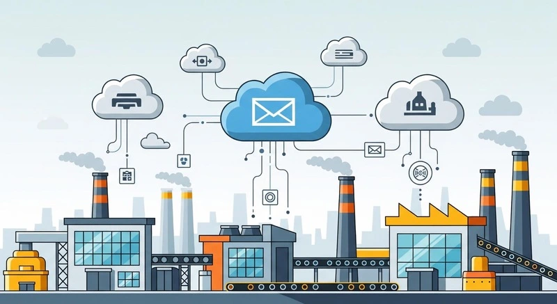 ilustração do funcionamento da tecnologia de nuvem na indústria