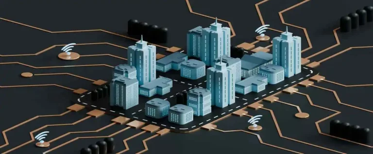 desenho de cidade conectada representando o futuro das redes móveis