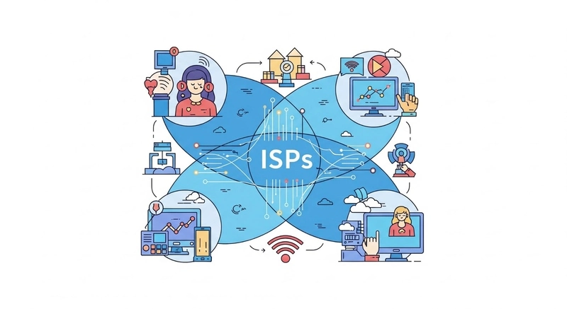 ilustração com elementos que representam as tendências para isps