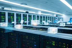 Esta imagem representa a espinha dorsal tecnológica moderna, a infraestrutura de dados e a conectividade.