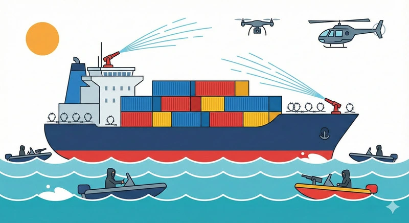representação dos impactos dos piratas modernos na segurança de cargas em alto-mar
