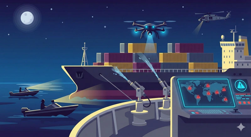 desenho sobre os impactos dos piratas modernos na segurança de cargas em alto-mar