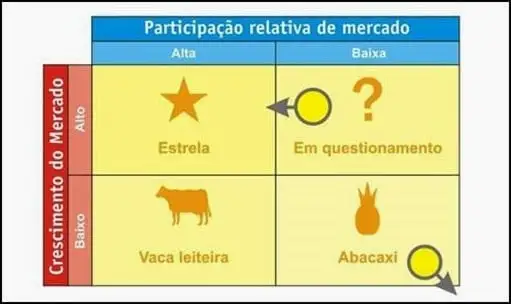 representação de uma matriz BCG, uma das formas de fazer um planejamento de negócio