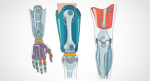 Ilustração demonstra a utilização do plástico para desenvolver próteses.