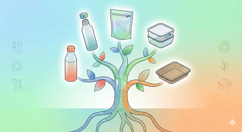 árvore representando as oportunidades de design em embalagens plásticas
