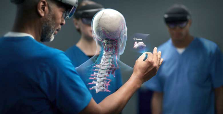 Telemedicina 3D: holograma do paciente dentro do  ambulatório médico