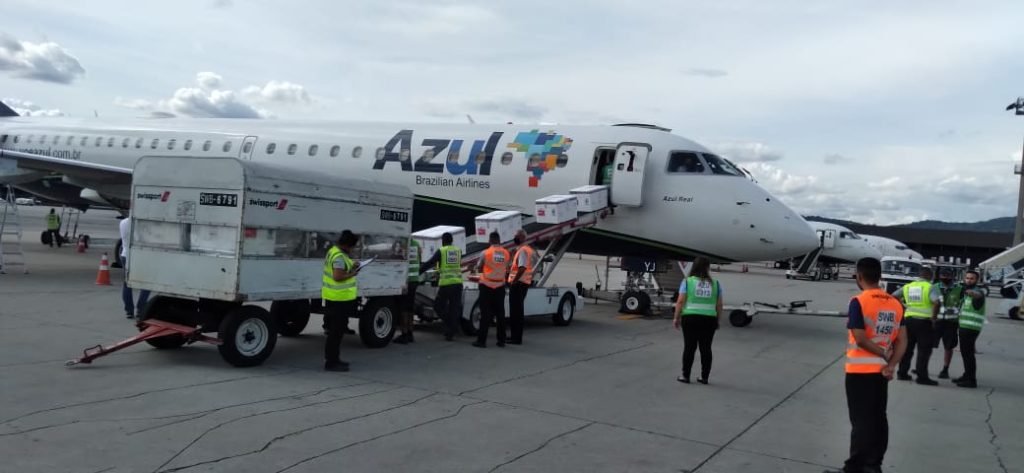 Azul transporta, em 14 horas, mais de dois milhões de doses de vacina para 12 capitais do Brasil