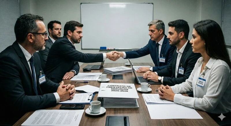 pessoas fazendo a negociação de contratos com operadoras de saúde