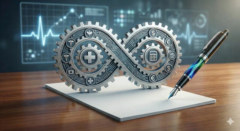 imagem abstrata de negociação de contratos com operadoras de saúde