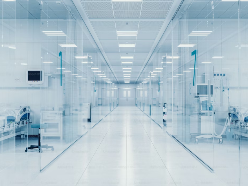 imagem de um ambiente hospitalar limpo e organizado